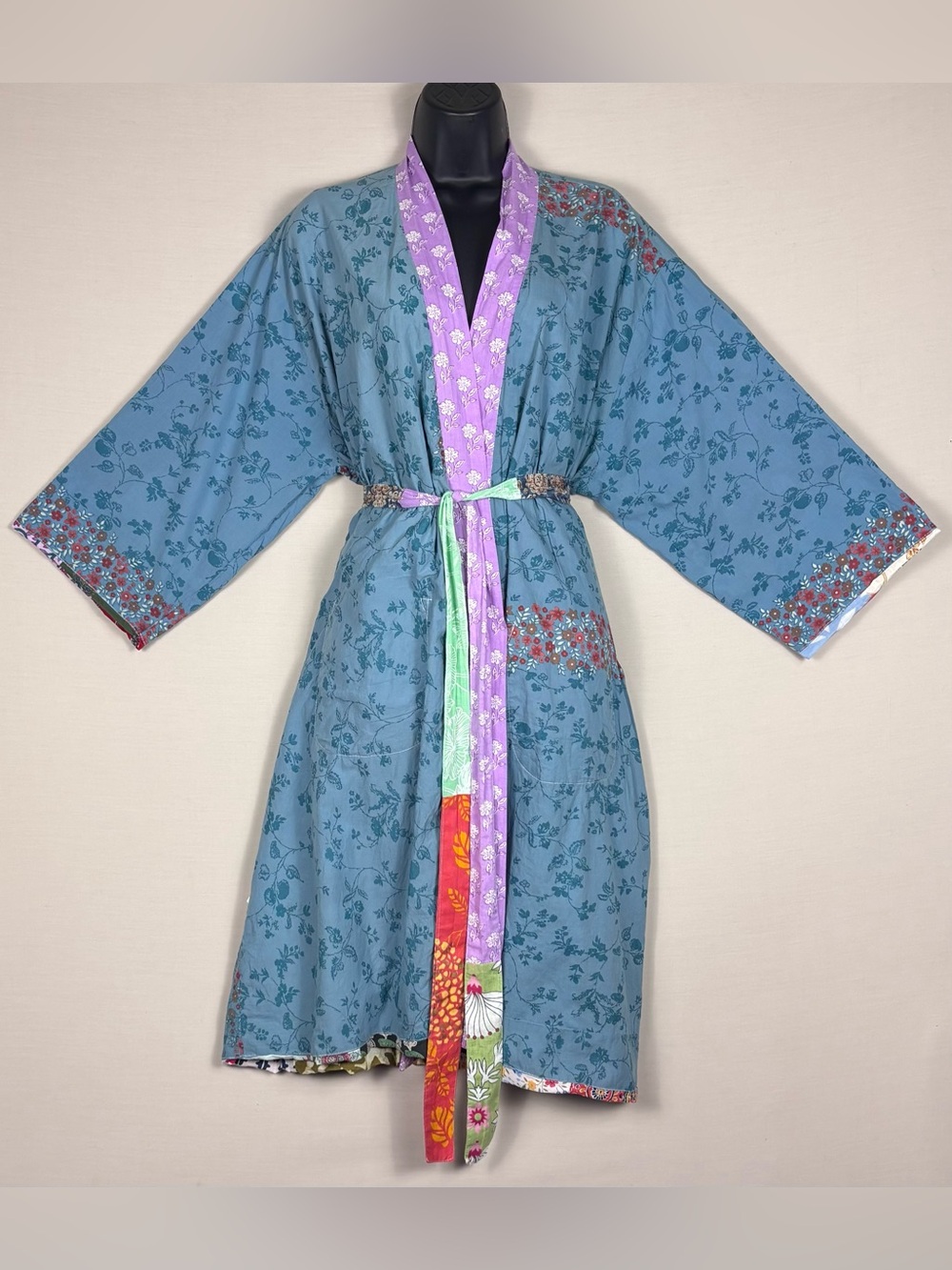 Patchwork Cotton Kimono Robe - Multicolor - Picture 5 of 5